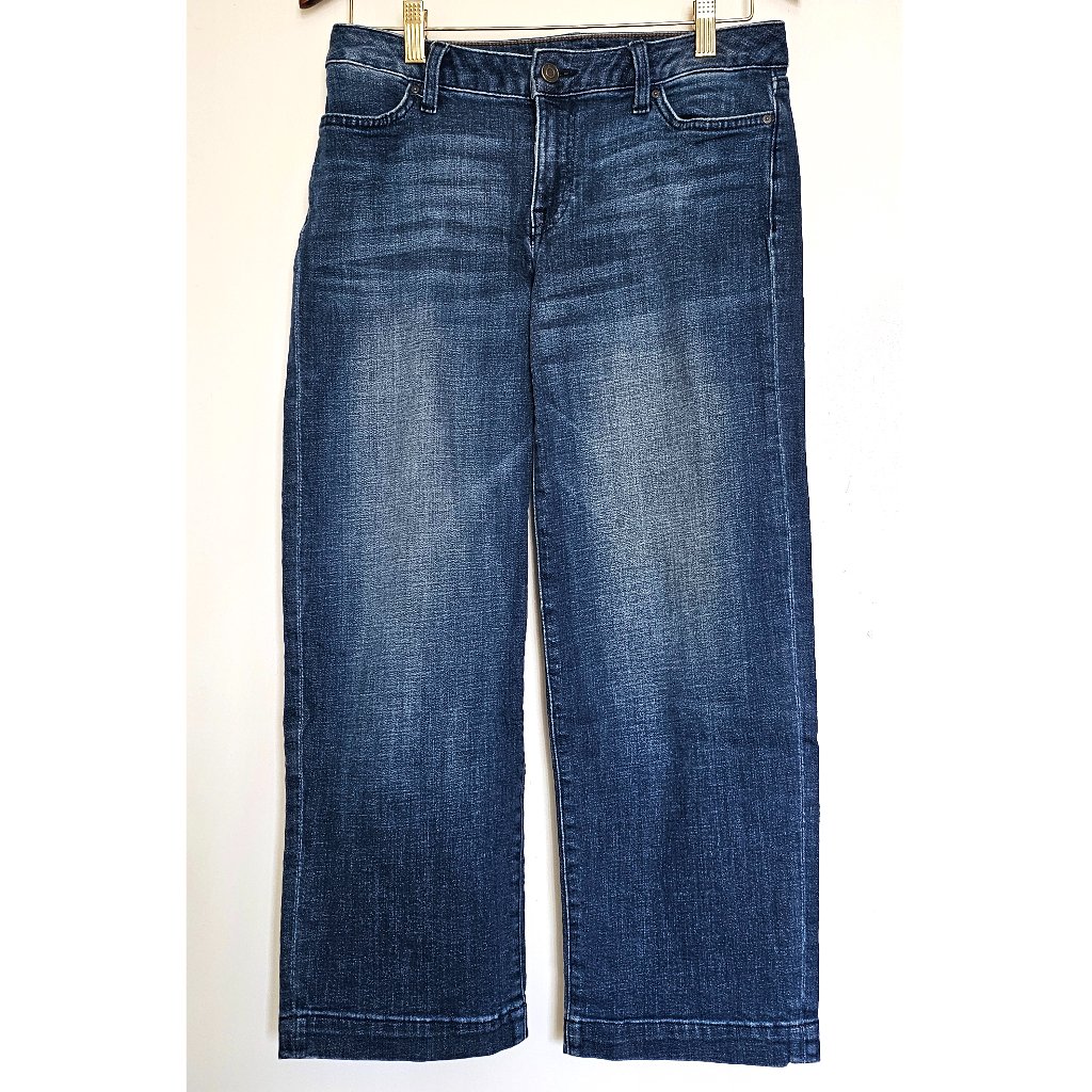 Tommy Hilfiger Low-Rise Wide Leg Crop Jeans Capris 0 Dark To Medium Wash